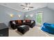 Blue media room features a sectional couch and a beanbag chair at 2309 Yancey St, Raleigh, NC 27608