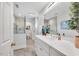 Bright bathroom with a glass shower, and large single vanity at 3 Yancey, Pittsboro, NC 27312