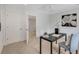 Bedroom with a ceiling fan features a dedicated workspace with a black desk at 3 Yancey, Pittsboro, NC 27312