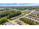 High angle aerial shot showcasing a neighborhood's layout, landscaping, and tree coverage at 3309 Turner Ridge Dr, New Hill, NC 27562