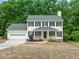 Charming two-story home with a covered porch and well-manicured lawn at 3401 Sitzman Ct, Raleigh, NC 27616