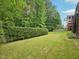 Large backyard boasts a lush lawn, offering plenty of room for outdoor activities and enjoyment at 4125 Enfield Ridge Dr, Cary, NC 27519
