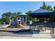 Community playground with slides, play structure, and shaded picnic area provides outdoor fun at 4125 Enfield Ridge Dr, Cary, NC 27519