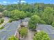 Aerial view of community nestled in mature trees with lush green canopy and tree-lined streets at 4802 Glenmist Ct, Raleigh, NC 27612