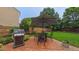 Cozy backyard patio with umbrella-covered table, grill, and green lawn at 5535 Spindlewood Ct, Durham, NC 27703