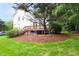 Well-maintained backyard with a spacious deck and lush landscaping, perfect for outdoor entertaining and relaxation at 601 Culpepper Ct, Durham, NC 27712