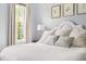 Inviting bedroom featuring a comfortable bed with soft pillows and ample natural light from a large window at 601 Culpepper Ct, Durham, NC 27712