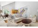 Bright living room featuring a high ceiling, hardwood floors, and comfortable seating arrangement at 601 Culpepper Ct, Durham, NC 27712