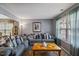 Comfortable living room with couches, a window with natural light, gray walls, and stylish decor at 8008 Bright Oak Trl, Raleigh, NC 27616