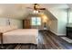Large bedroom with a vaulted ceiling, fireplace, and plenty of closet space at 924 Magnolia Ridge Way, Fuquay Varina, NC 27526
