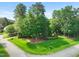 Green lawn with manicured bushes and trees at 10540 Byrum Woods Dr, Raleigh, NC 27613