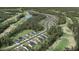 Panoramic aerial view of the community highlighting the golf course, pond, and tree-lined streets at 1105 Masters Place Way # 154, Durham, NC 27703