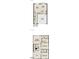 Upstairs and downstairs floor plan of a home with a two-car garage and three bedrooms at 1168 Solace Way, Rolesville, NC 27571