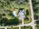 Aerial view of a private backyard featuring a well-maintained lawn, landscaped garden, and swimming pool at 1201 Kalworth Rd, Wake Forest, NC 27587