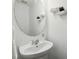Charming half bathroom includes vessel sink, updated faucet, mirror, and floating shelves at 149 Hutson Ln, Clayton, NC 27527