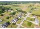 Expansive aerial view of a neighborhood featuring well-maintained homes, large yards, and tree-lined streets at 174 Tafton Dr, Wendell, NC 27591