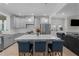 Modern kitchen with island seating, stainless steel appliances, and light gray cabinets at 190 Wendover Pkwy, Pittsboro, NC 27312
