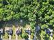 Overhead view of properties with basketball court and tree coverage in a beautiful neighborhood at 2207 Wimberly Woods Dr, Sanford, NC 27330