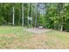 Basketball court and swing set in a heavily wooded backyard at 2207 Wimberly Woods Dr, Sanford, NC 27330