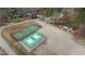 Overhead view of the basketball court and pickleball courts in a wooded area at 222 Sagamore Dr, Louisburg, NC 27549