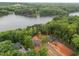Overhead shot of homes near lake, showcasing beautiful homesites, lake access, and lush greenery at 249 Fisherman Point Rd, Roxboro, NC 27574
