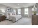 Spacious main bedroom bathed in natural light with plush bedding and stylish decor, creating a serene retreat at 260 Day Farm Dr, Lillington, NC 27546