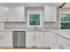 Kitchen area featuring white cabinets, stainless steel appliances, granite countertops, and a sink at 2600 Wade Ave, Raleigh, NC 27607