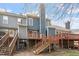 View of the backyard with multiple decks at 2835 Bedfordshire Ct, Raleigh, NC 27604