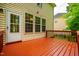 Back deck with wood and view of yard at 303 Laurens Way, Chapel Hill, NC 27516