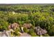 An aerial view shows a luxurious home surrounded by lush greenery and neighboring houses at 3601 Nightfall Ct, Raleigh, NC 27607