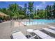 Inviting community pool area with lounge chairs, umbrellas, and a splash zone for relaxation and recreation at 372 Farnleigh Dr, Chapel Hill, NC 27517