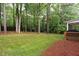 Enjoy this backyard with nice grass, a wooden deck with a grill, and a privacy fence at 408 Dairy Farm Dr, Hillsborough, NC 27278