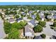 Community aerial view featuring manicured lawns, mature trees, a community pool, and a beautiful canopy of lush greenery at 5404 Onyx Mill Ct, Raleigh, NC 27616