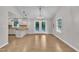 Dining area offers hardwood floors and easy access to the kitchen and back deck at 5804 Heatherbrook Cir, Raleigh, NC 27612