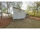 Exterior view of white outbuilding in backyard at 75 Hartwell Cir, Lillington, NC 27546