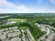Aerial view of townhomes and surrounding trees at 7871 Allscott Way, Raleigh, NC 27612