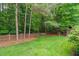 Lush backyard with a privacy fence, mature trees, and well-maintained landscaping at 7929 Pine Timber Dr, Raleigh, NC 27613