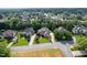 Neighborhood aerial shot features houses with mature trees and manicured lawns in a quiet residential area at 1010 Mill Pointe Way, Elon, NC 27244