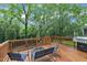 Spacious deck with seating, outdoor grill, foliage, and green space at 1011 Burch Ave, Durham, NC 27701