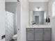 Modern bathroom featuring a gray vanity, sink, and a toilet at 1148 Tringham Ct, Apex, NC 27502