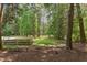 Lush backyard with mature trees and split rail fence provides a tranquil outdoor space at 117 Carolina Forest Rd, Chapel Hill, NC 27516