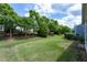 Lush backyard with mature trees and green grass, perfect for outdoor enjoyment at 118 Rosedale Creek Dr, Durham, NC 27703