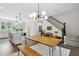 Living room with a view of the kitchen featuring modern lighting and an island bar at 1602 Bowery Dr, Raleigh, NC 27607