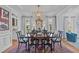 Formal dining room with coffered ceiling, chandelier, and large windows at 2112 Tulare Ct, Raleigh, NC 27612