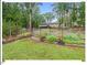 Backyard with raised garden beds and greenery, perfect for gardening at 216 Brook Ln, Durham, NC 27712