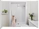 Modern bathroom with a walk-in shower, stylish vanity, and a clean, bright aesthetic at 216 Brook Ln, Durham, NC 27712