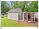 Exterior of the backyard shed and chicken coop, with a privacy fence at 216 Brook Ln, Durham, NC 27712