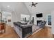 Comfortable living room with a fireplace and easy access to kitchen and dining area at 3007 Krogen Ct, Creedmoor, NC 27522