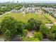 Expansive aerial view of the neighborhood, showcasing lush greenery and modern residences against the cityscape at 313 Colleton Rd, Raleigh, NC 27610