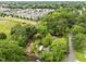 Overhead shot of a property featuring a house, parking area, and surrounding lush landscape, offering privacy and space at 313 Colleton Rd, Raleigh, NC 27610